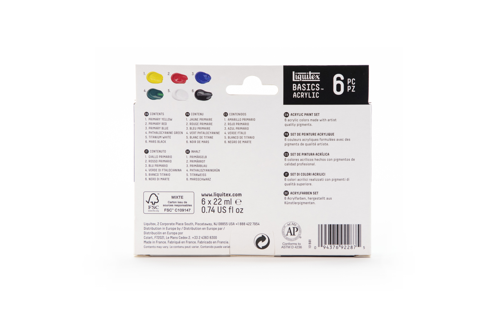 Liquitex Basics Colori Acrilici - Set 6x22ml - colori primari
