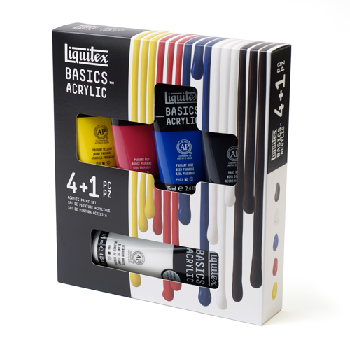 Liquitex Basics Colori Acrilici Set 4x75ml, Biano 118ml colori essenziali