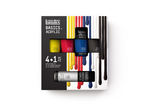 Liquitex Basics Colori Acrilici Set 4x75ml, Biano 118ml colori essenziali