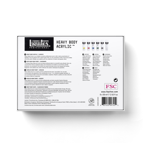 Liquitex Acrilico Heavy Body Set 6x59ml Colori Classici
