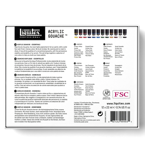 Liquitex Tempera Professionale Set 12x22ml Colori Essenziali