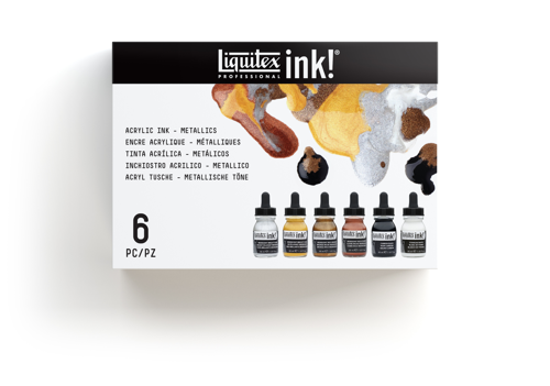 Liquitex Inchiostro Acrilico Professional Set 6x30 ml Colori Metallici