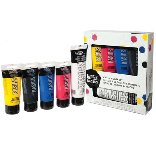 Liquitex Basics Colori Acrilici Set 4x75ml, Biano 118ml colori essenziali