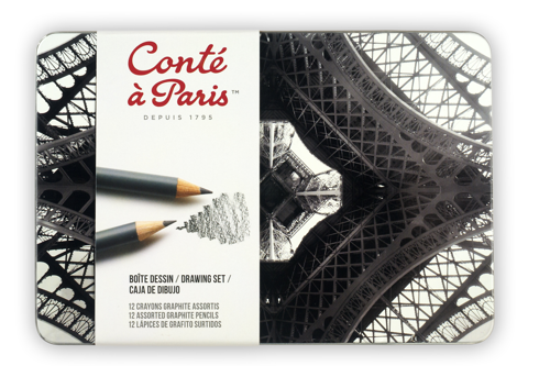 Conté à Paris Conf.di Metallo "Disegno" 12 Matite Grafite