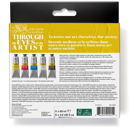 Winsor & Newton Galeria Acrilico Set Tubi 5x60ml Colori Primari Per Stampa