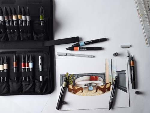 Winsor & Newton Promarker Set Misto Interior Design - Astuccio