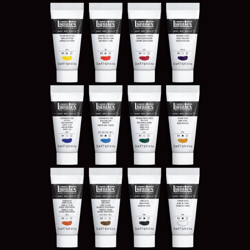 Liquitex Acrilico Heavy Body Set 12x22ml Colori Essenziali