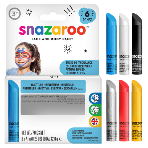 Snazaroo Adventure Face Paint Sticks - Set of 6 - Nordic