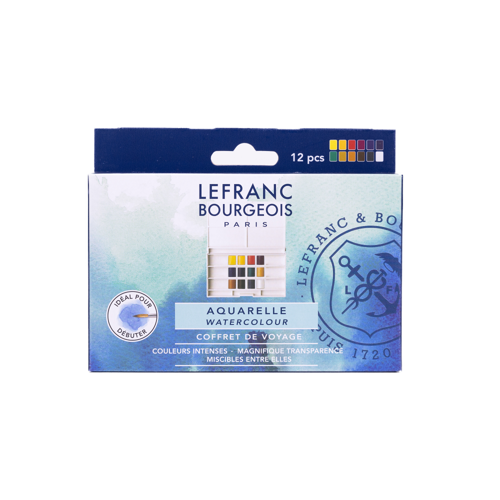 Lefranc Bourgeois Acquarello Fine - Scatola Plastica 12 Mezzi Godet