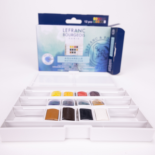 Lefranc Bourgeois Acquarello Fine - Scatola Plastica 12 Mezzi Godet