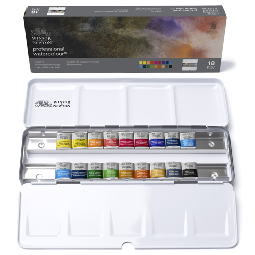 Winsor & Newton PWC Travel Tin - 18 Mezzi Godet (Puo Contenere 24 Mezzi Godet)
