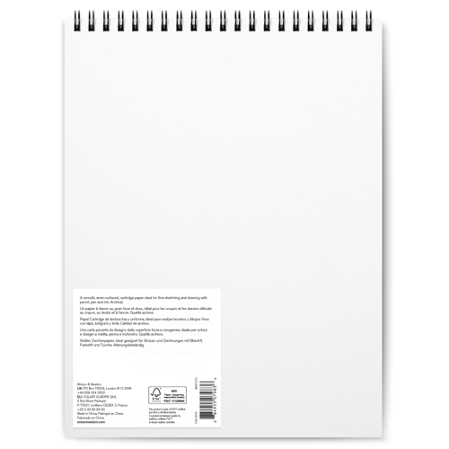 Winsor & Newton Carta Disegno - Blocco A Spirale Grana Fine 150G - 27,9 x 35,6 cm - 25 Fogli