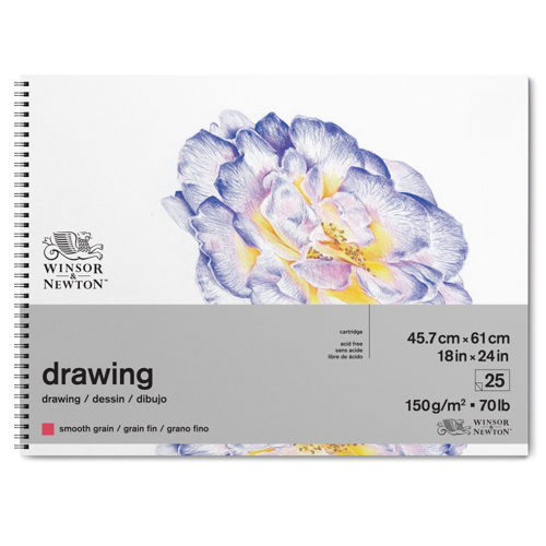 Winsor & Newton Carta Disegno - Blocco A Spirale Grana Fine 150G - 45,7 x 61,0 cm - 25 Fogli