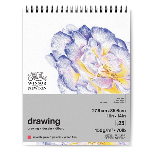 Winsor & Newton Carta Disegno - Blocco A Spirale Grana Fine 150G - 27,9 x 35,6 cm - 25 Fogli
