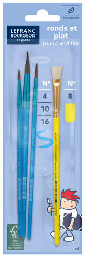 Lefranc Bourgeois Enfants - Set 3 Pennelli + 1 Pennello Piatto Offerto