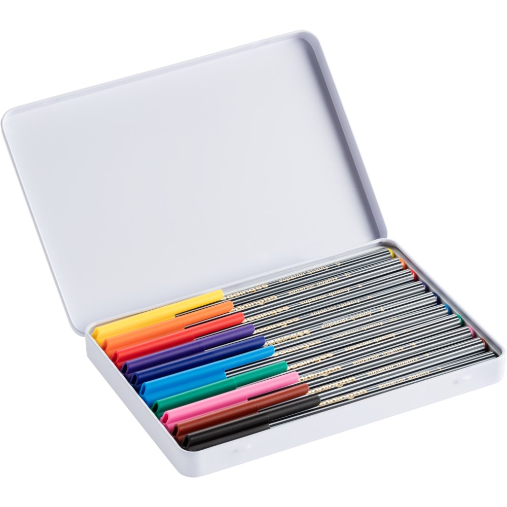 edding 55 fineliner metal box of 10 assorted