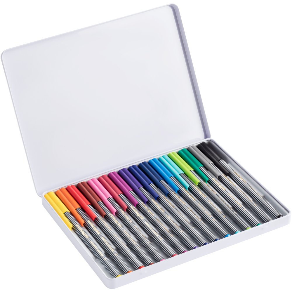 edding 55 fineliner metal box of 16 assorted