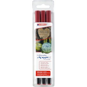 edding 1255 calligraphy pen set of 3 crimson lake