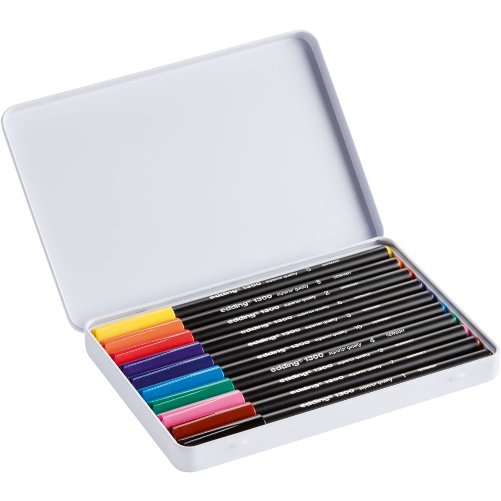 edding color pen medium 1300 metal box of 10 assorted