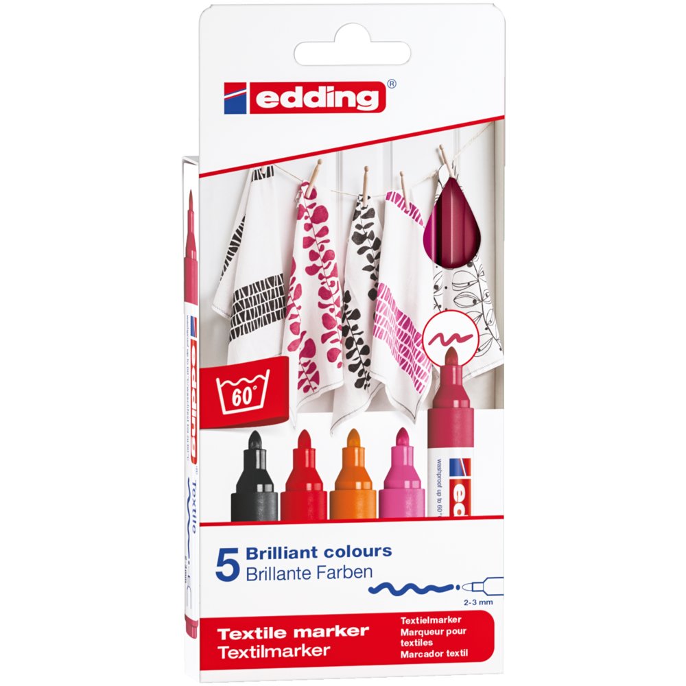 edding 4500 textile marker set of 5 assorted warm
