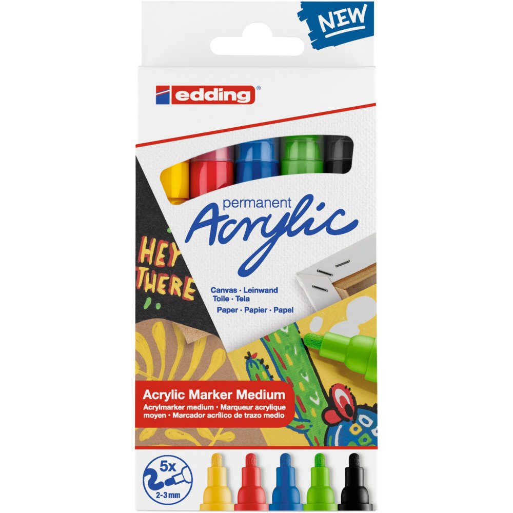 edding 5100 acrylic marker medium set of 5 assorted basic