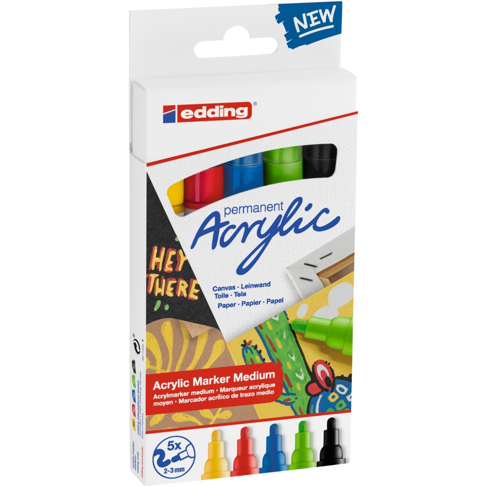 edding 5100 acrylic marker medium set of 5 assorted basic