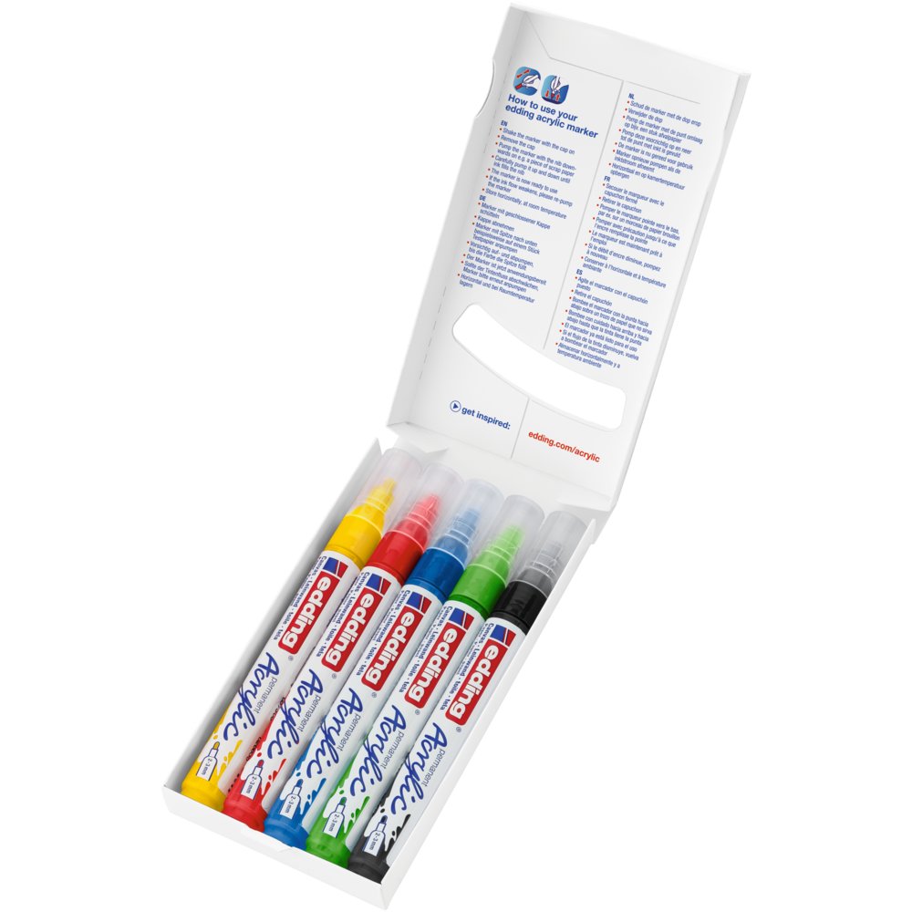 edding 5100 acrylic marker medium set of 5 assorted basic