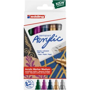 edding 5100 acrylic marker medium set of 5 assorted festive
