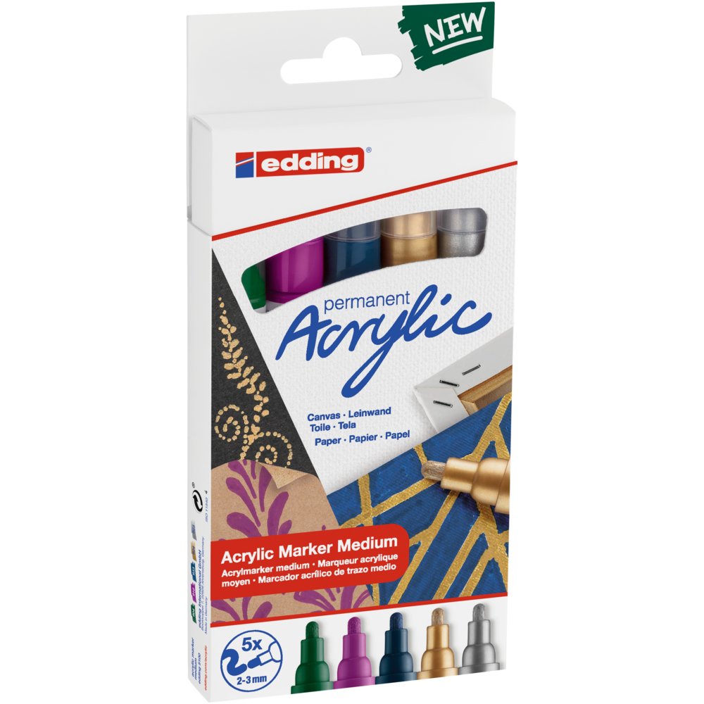 edding 5100 acrylic marker medium set of 5 assorted festive