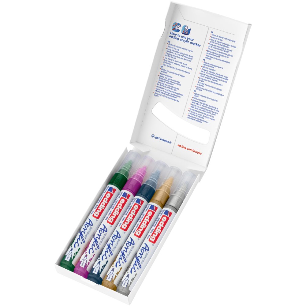 edding 5100 acrylic marker medium set of 5 assorted festive