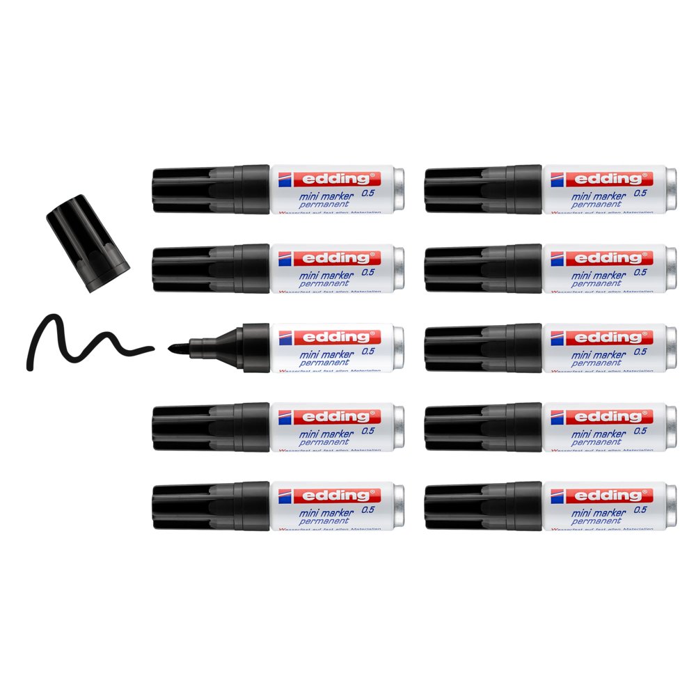 edding 0.5 mini permanent marker polybag of 10 black