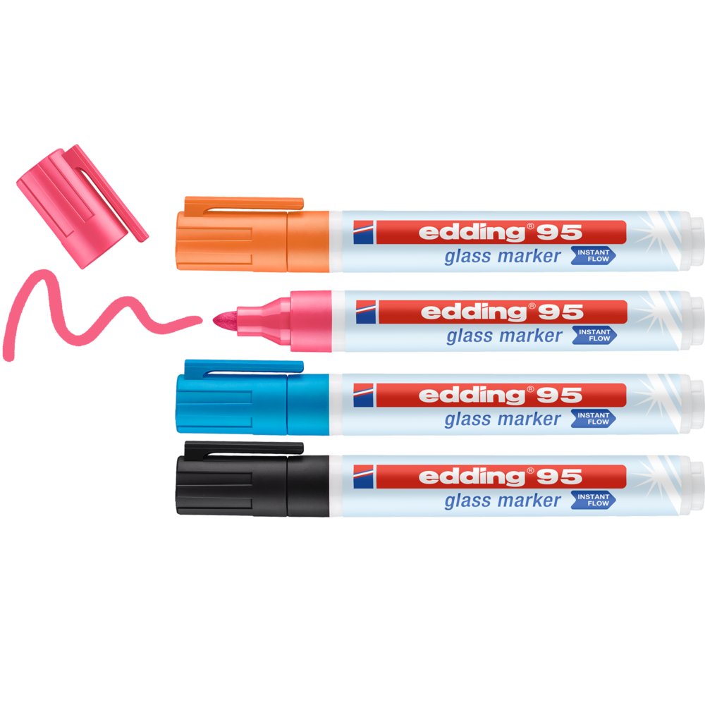 edding 95 glass marker set of 4 assorted