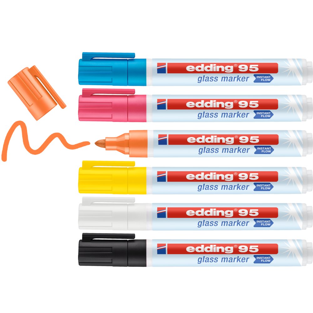 edding 95 glass marker set of 6 assorted