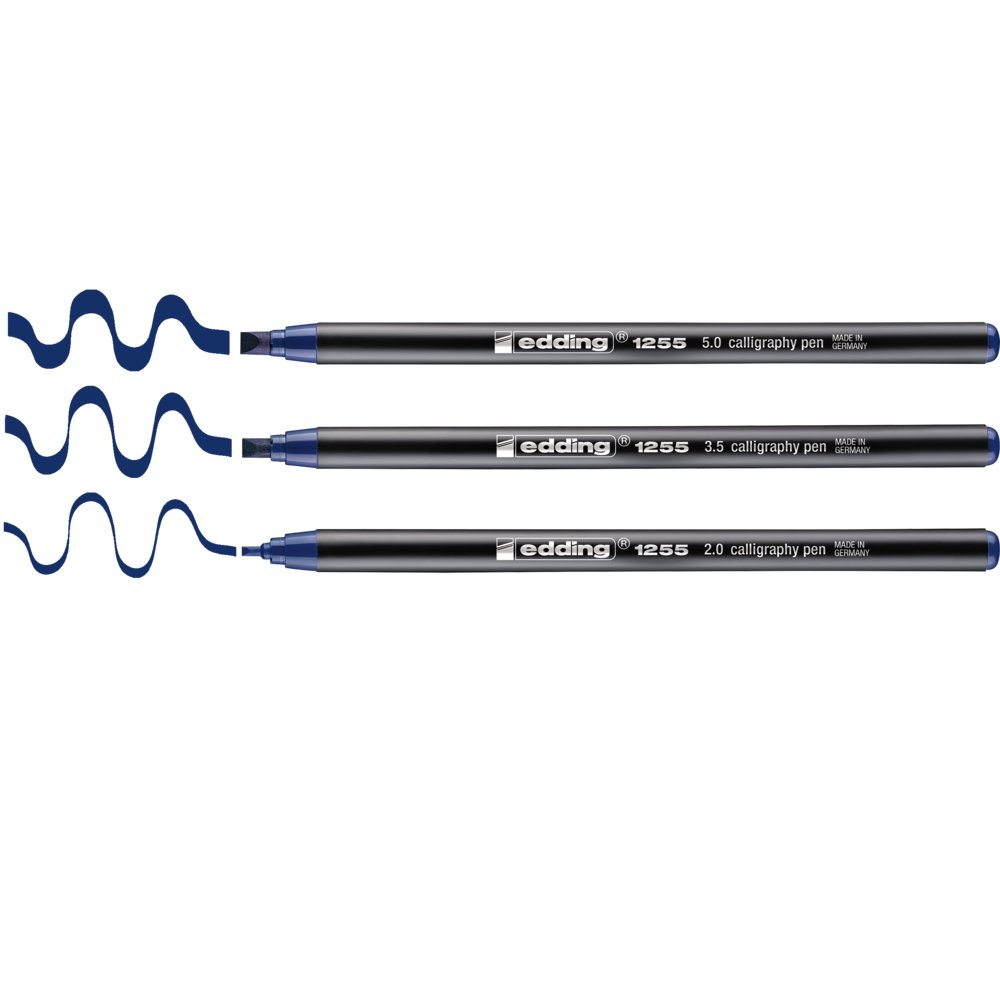 edding 1255 calligraphy pen set of 3 steel blue