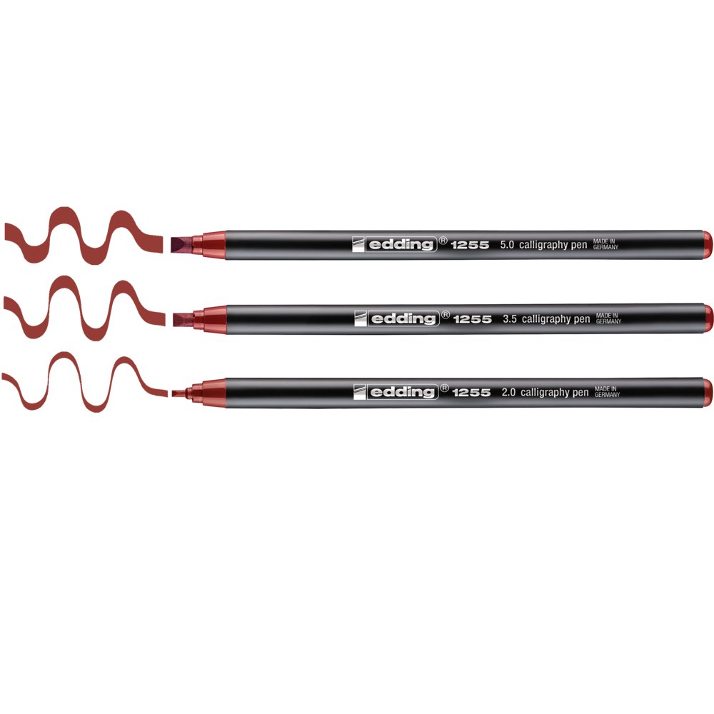 edding 1255 calligraphy pen set of 3 crimson lake