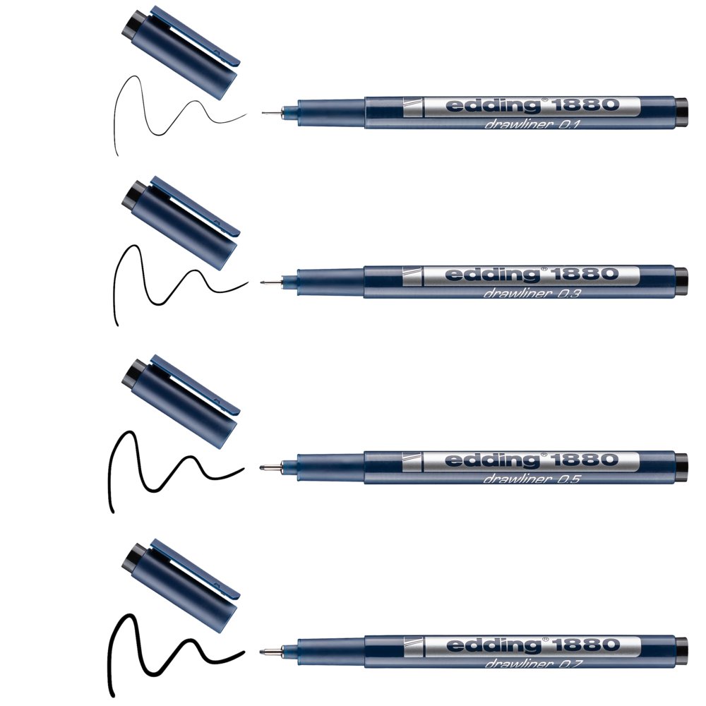 edding 1880 drawliner set of 4 black