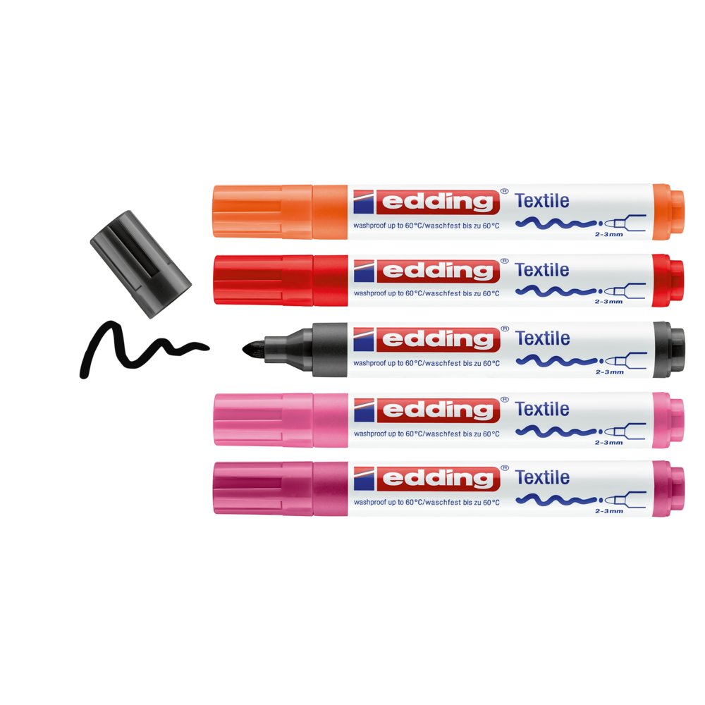 edding 4500 textile marker set of 5 assorted warm