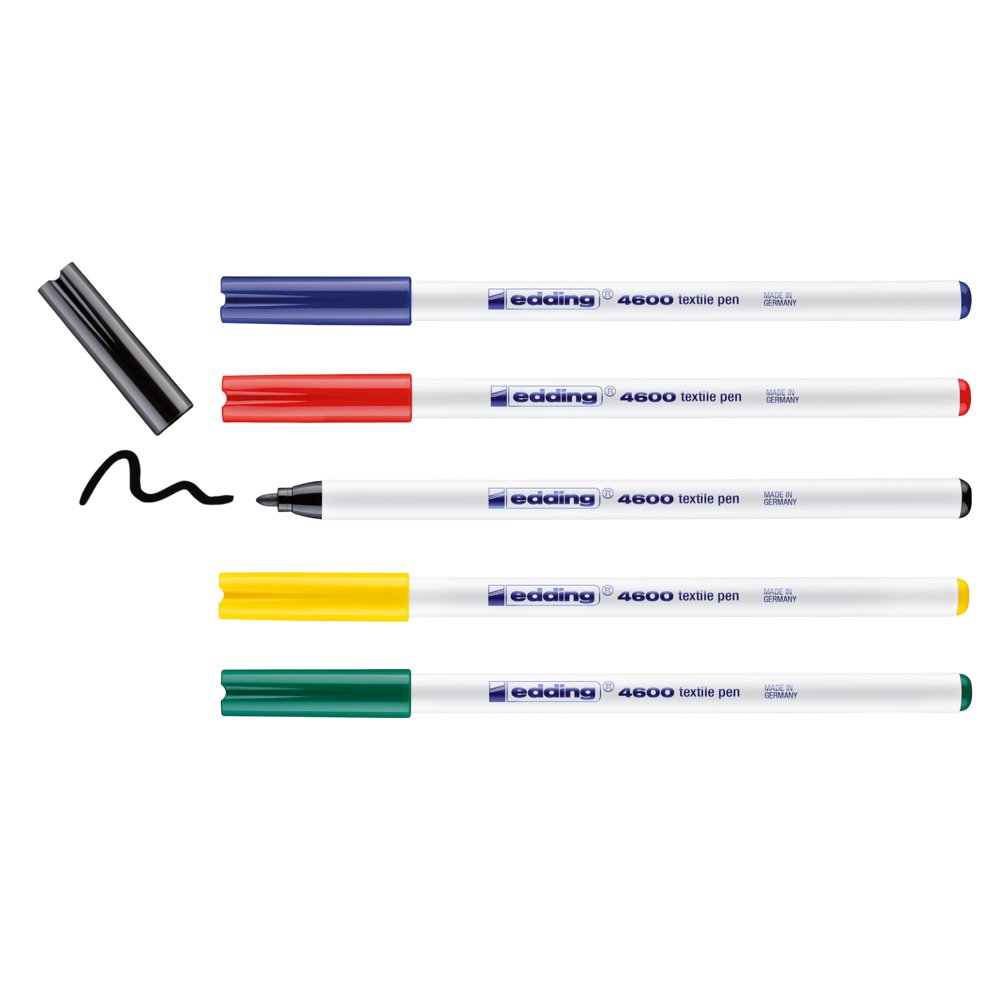 edding 4600 textile pen set of 5 assorted basic