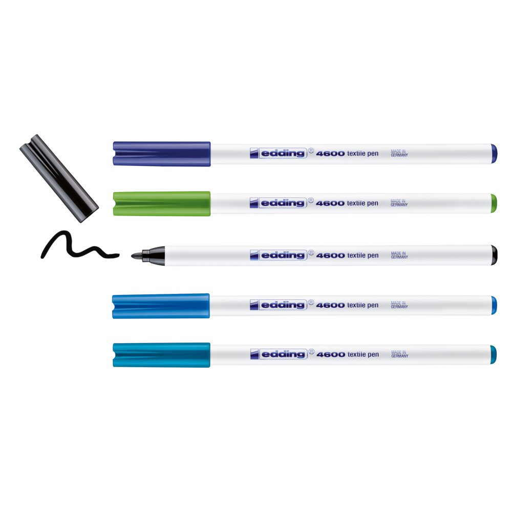 edding 4600 textile pen set of 5 assorted cool