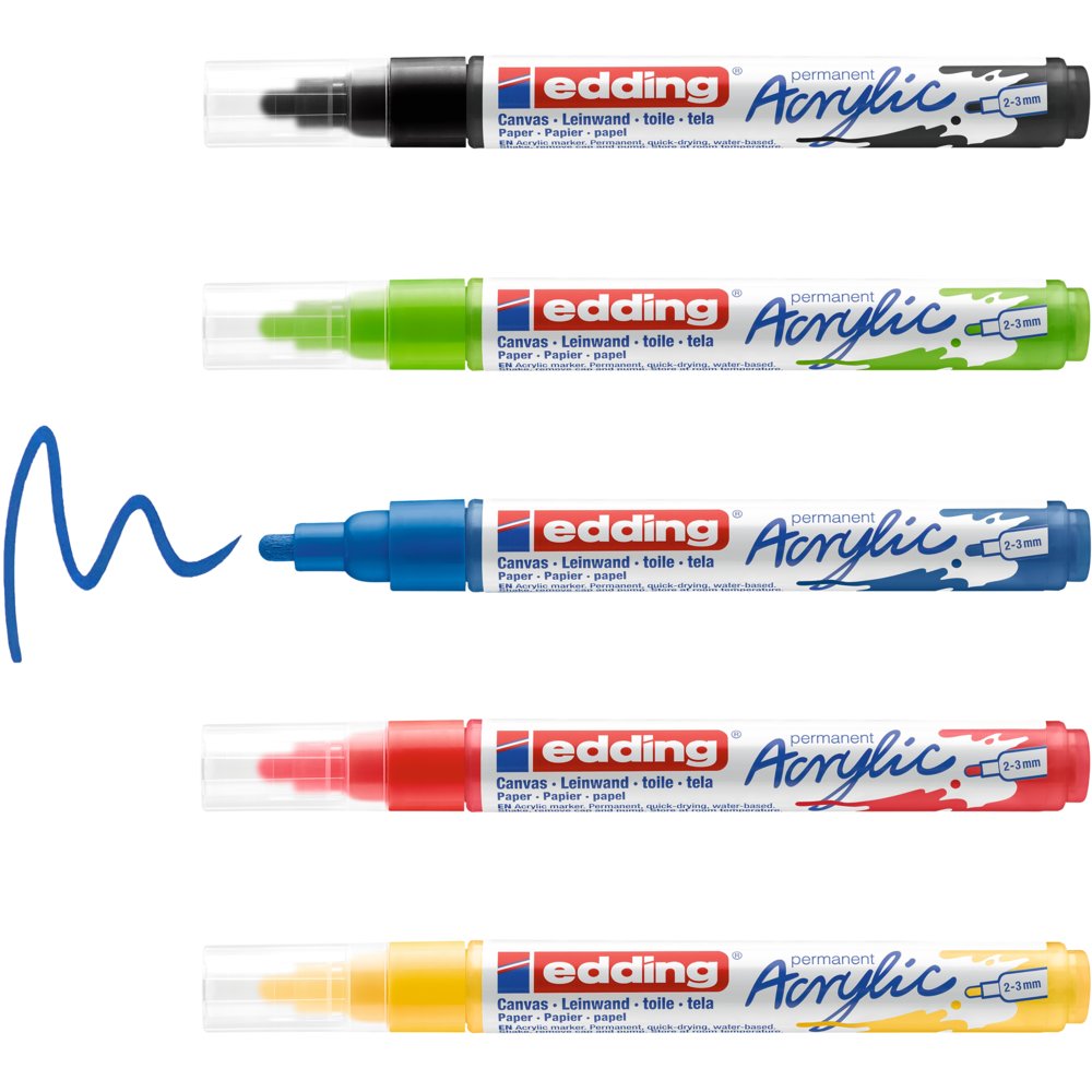 edding 5100 acrylic marker medium set of 5 assorted basic