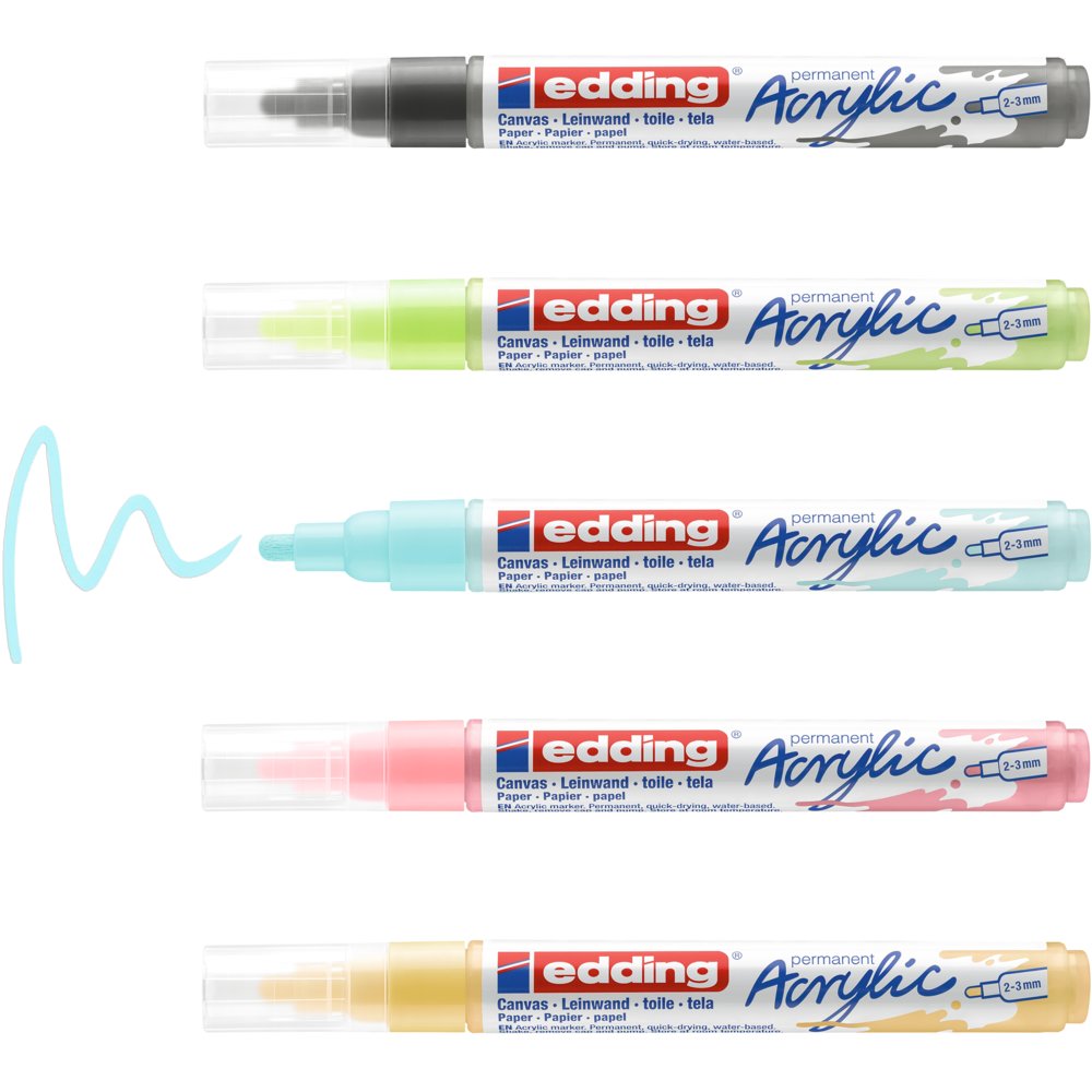 edding 5100 acrylic marker medium set of 5 assorted pastel