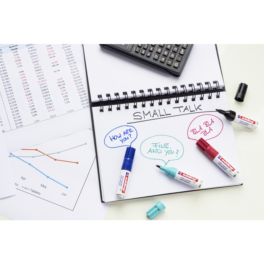 edding 0.5 mini permanent marker polybag of 10 black