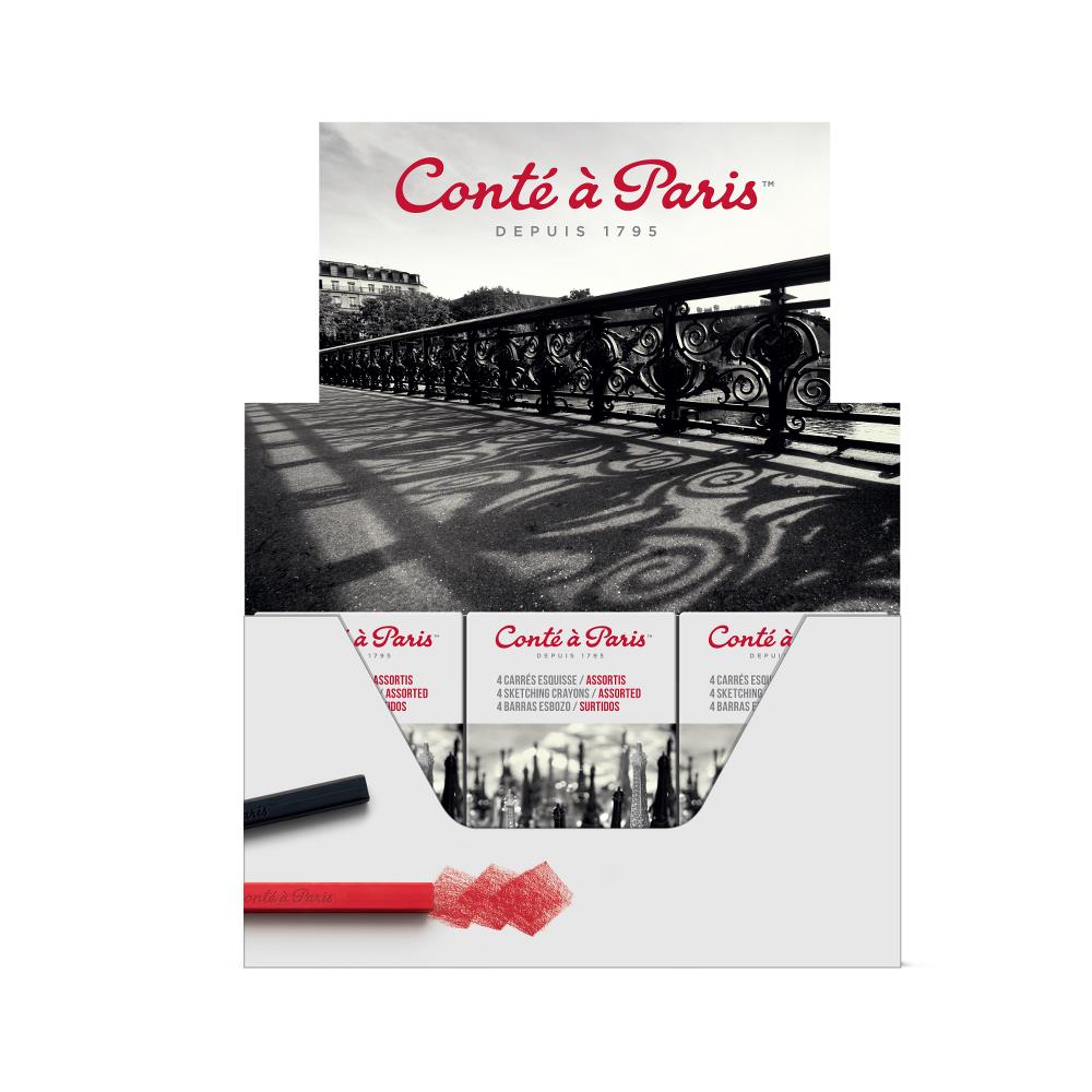 Conté à Paris Carrés Coloured- 4 colours Set of 24 matchboxes