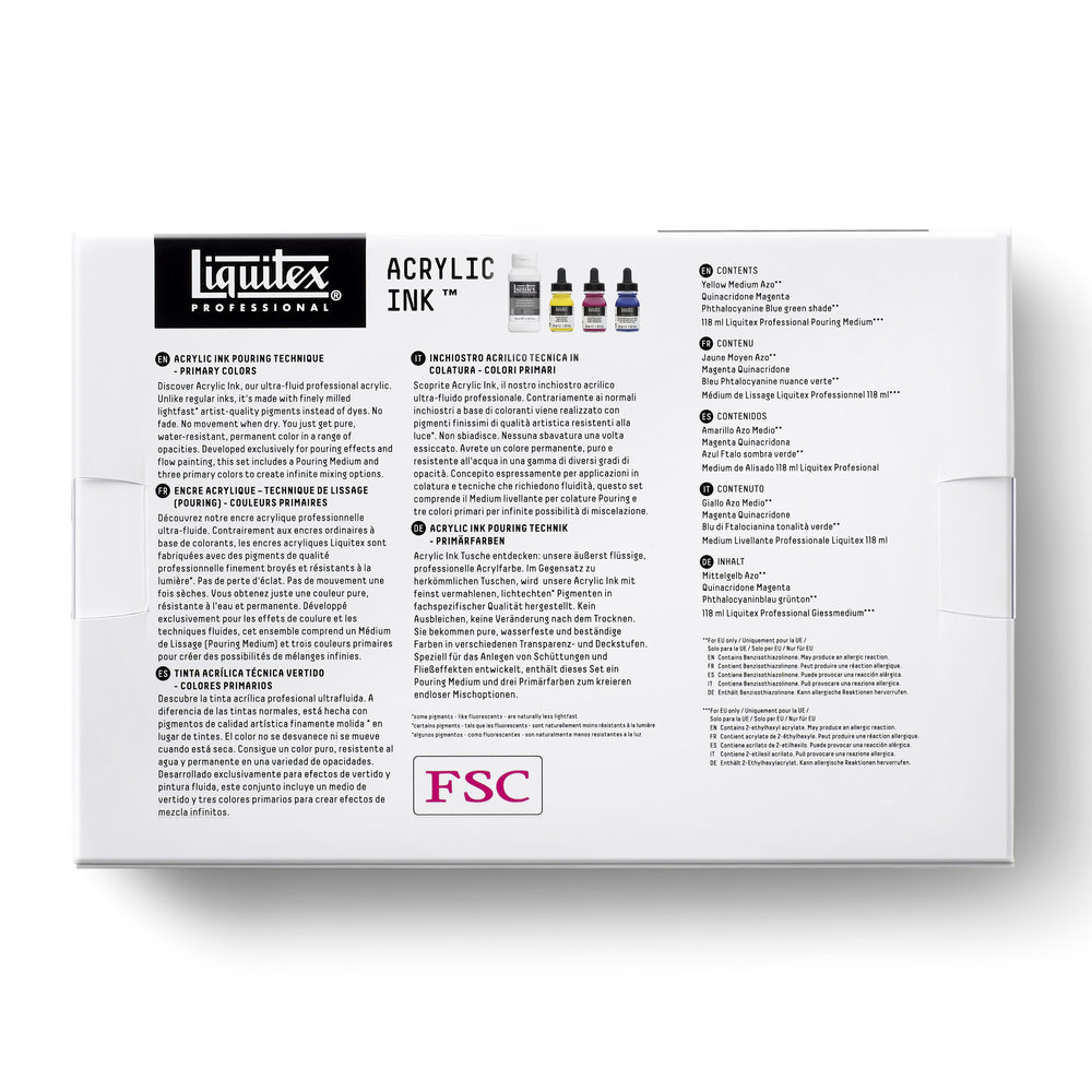 Liquitex Professional Acrylic Ink Set- Pouring Technique - Primary Colors