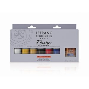 Lefranc Bourgeois Flashe Vinylic Emulsion Extra-Fine "Discovery" Set 6x20ml + 120ml Matt Varnish
