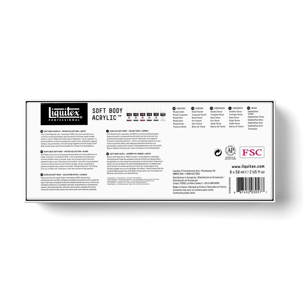 Liquitex Professional Soft Body Acrylic Set - 6x59ml - Muted Collection + White