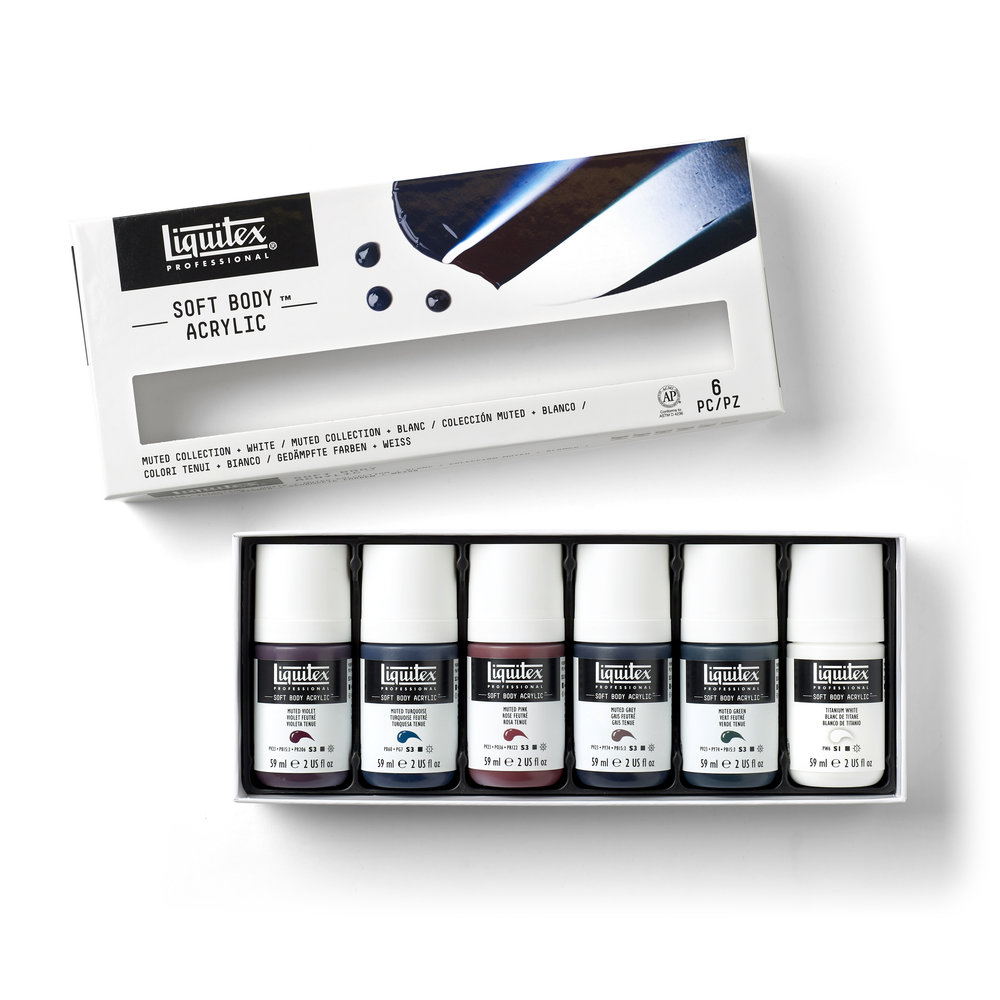 Liquitex Professional Soft Body Acrylic Set - 6x59ml - Muted Collection + White