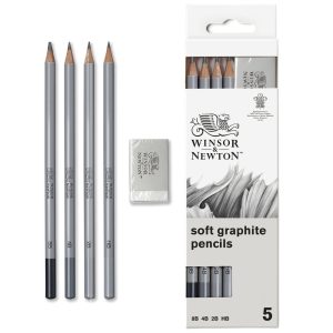 Winsor & Newton Studio Collection Graphite Pencil Soft x5 With Eraser