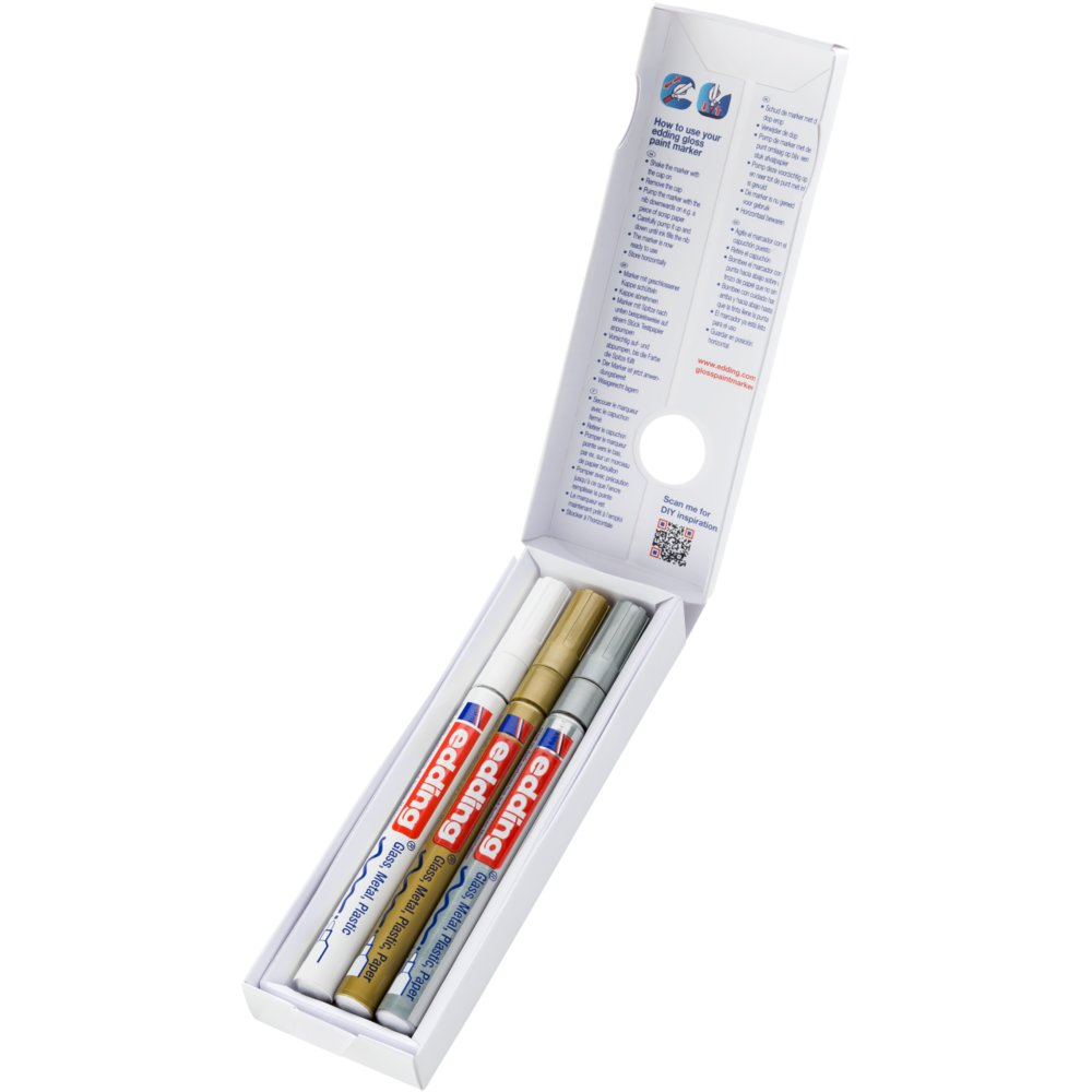 edding 751 gloss paint marker set of 3 assorted metallic