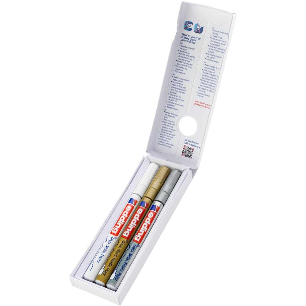 edding 780 gloss paint marker set of 3 assorted metallic